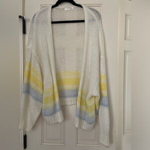 Anthropologie White, Yellow, and Blue Cardigan